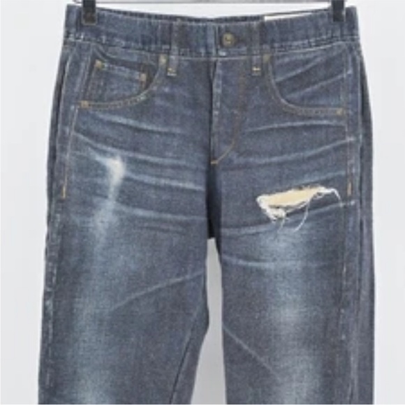 SOLD*SOLD****RAG & BONE*SHEFFIELD JOGGER*XS*BLUE*FAUX DISTRESS JEANS*LASER PRINT - Picture 2 of 9